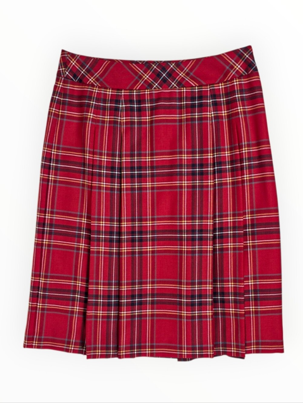 Brooks Brothers 346 Wool Tartan Plaid Pleated Skirt Womens 6 Red Knee Length